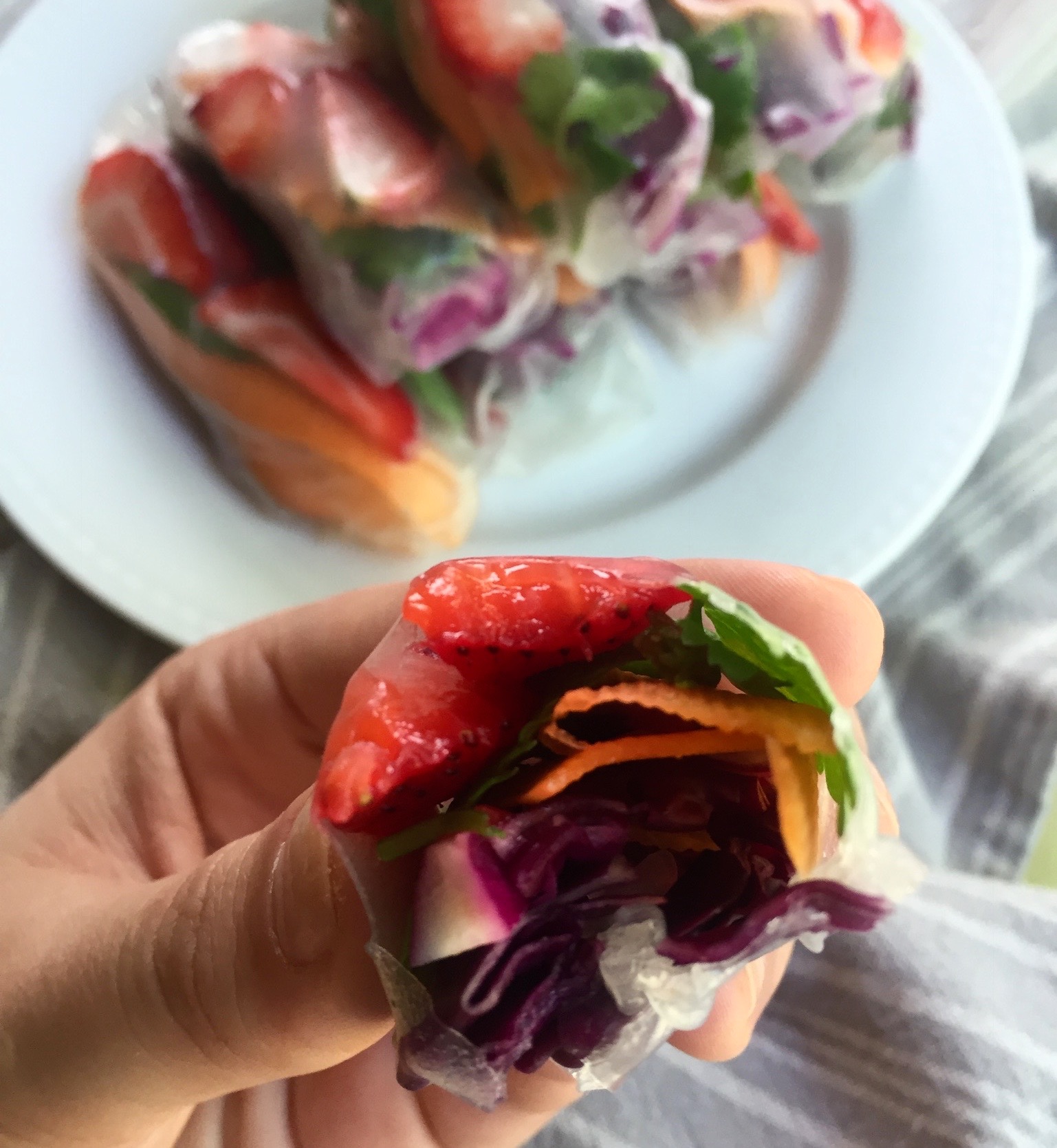 Bite of Savory Strawberry Summer Roll